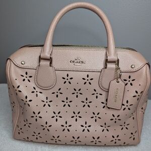 Coach Blush Pink Perforated Leather Satchel Handbag & Crossbody